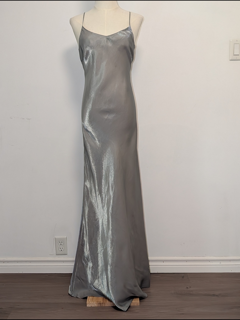 Vintage Satin Slip-style Maxi Gown in Silver